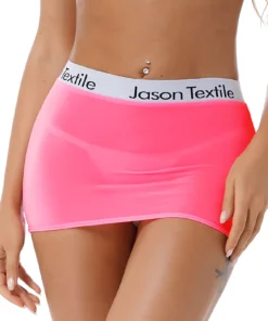 Womens Lingerie Letter Printing Elastic Waistband Miniskirt Pencil Mini Skirt Clubwear Ladies Semi See-Through Sexy Nightwear