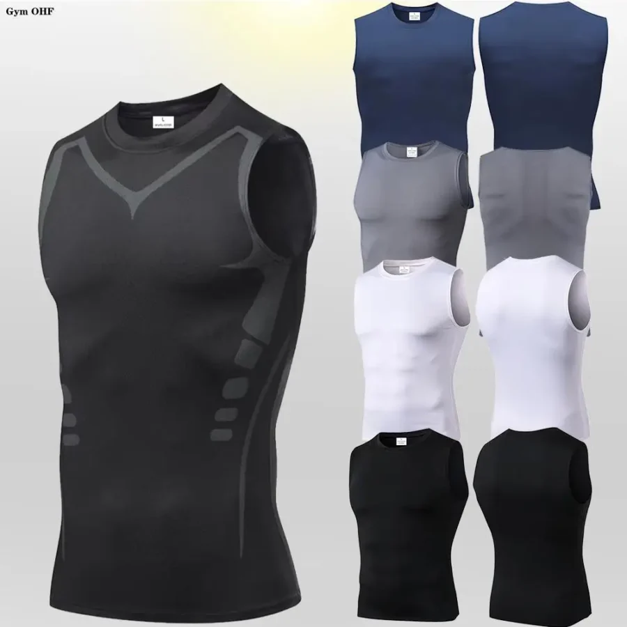 Men Quick Dry Running T-Shirts Compression Vest Sleeveless Quick-Drying Jersey Training Shirt Gym Mens Tank Top - Image 3