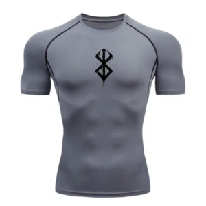 Men's Short Sleeve Compression Shirt with Quick Dry Fabric for Gym and Fitness Activities - grey-1, Asian size S