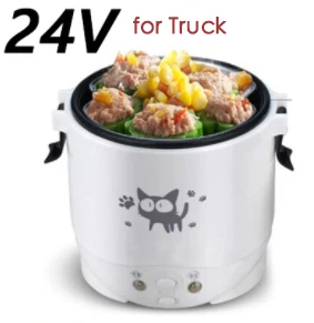 Portable Rice Cooker with Dual Power Options for Car and Home Use - 24V for Truck