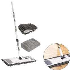 Folding Flat Mop with Chenille Head for Efficient Wet and Dry Cleaning