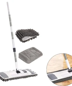 Folding Flat Mop Enlarge Durable Washable Removable Wet and Dry Chenille Sweeping Cleaner for Household Floor Dust Cleaning Mops