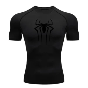 Compression T-Shirt with Quick Dry Fabric for Men, Ideal for Fitness and Running - Black-200002130, M Fit ( 51-60 Kg )