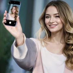 Alternative view of Magnetic Selfie Monitor Screen with Rear Camera Compatibility for Smartphones