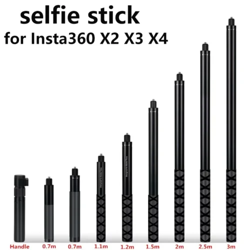 Metal Invisible Extended Edition Selfie Stick Scalable Monopod for Insta360 X3 X4 X5 Accessories for GoPro DJI Action 5 4 Stick