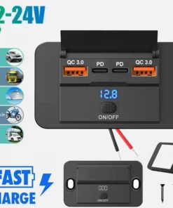 Car Charger Socket Adapter with Switch, 2-4-Ports Charging Splitter, Outlet for Bus, RV, ATV,Truck,Boat,Outlet,12V,24V, PD,QC3.0