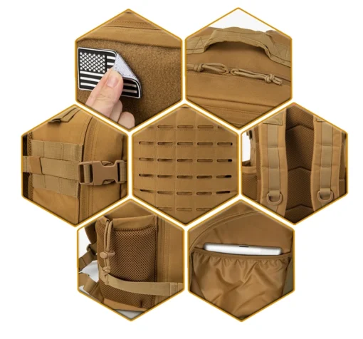 Tactical Backpack with MOLLE Design and Bottle Holder for Outdoor Fitness and Hiking - Image 6