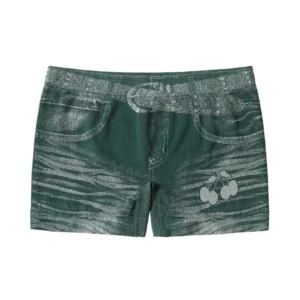 High Waisted Denim Shorts with Stretch Fabric for Women's Comfort - Dark Green, L