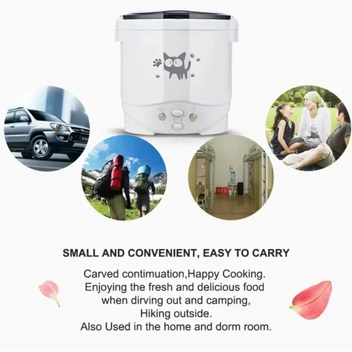 Electric Mini Rice Cooker Portable Multi-Cooker for Home and Vehicle Use 12V 24V 220V - Image 3