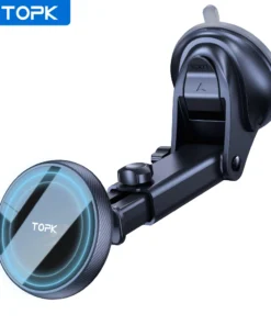 TOPK Mag-Safe Magnetic Car Phone Holder Car Mount for Windshield and Dashboard[Strong Suction]Adjustable Long Arm for Cellphones
