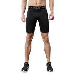 Alternative view of Men's Compression Workout Shorts with Elastic Waistband for Fitness Activities