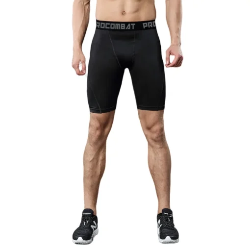 Men's Compression Workout Shorts with Elastic Waistband for Fitness Activities - Image 2