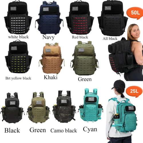 Alternative view of 25L/50L Tactical Backpack Bag Hunting MOLLE Backpack GYM For Men EDC Outdoor Hiking Rucksack Witch 2 Bottle Holders