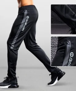 Alternative view of Men Sport Pants Running Pants With Zipper Pockets Soccer Training Jogging Sports Trousers Fitness Football Leggings Sweatpants