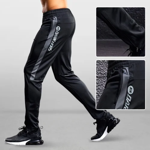 Alternative view of Men Sport Pants Running Pants With Zipper Pockets Soccer Training Jogging Sports Trousers Fitness Football Leggings Sweatpants