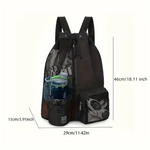 Alternative view of Swim Bag Mesh Drawstring Backpack with Wet Pocket Multipurpose Beach Backpack for Swimming, Gym, and Workout Gear