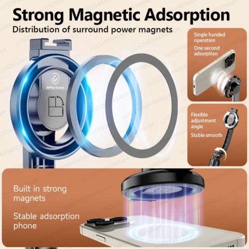 Alternative view of KEELEAD Magnetic Selfie Stick with Bluetooth Remote Magsafe Cellphone Tripod Stand for iPhone 14 13 12 Pro Max Vertical Shooting