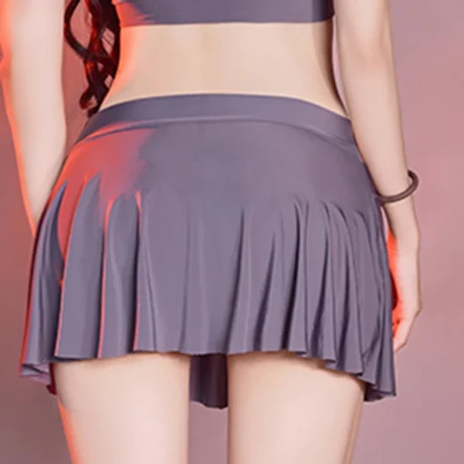 Pleated Skater Skirt with Sheer Nylon Design for Women - Image 4