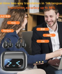 Alternative view of Wireless Ear Clip Earphones with Touch Screen 144 Languages AI Real Time Translation Headphones Smart Bluetooth 5.4 Earbuds