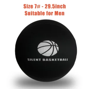 Black Silent Basketball with Fabric Cover for Noiseless Indoor Dribble Training for Adults and Children - Size 7 - Black