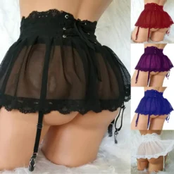 Lace Short Skirt with Adjustable Zip Ties for Women