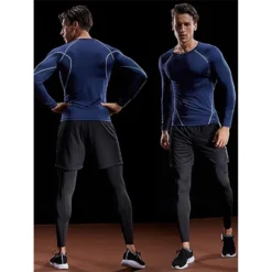 Alternative view of Compression Long Sleeve T-Shirt for Men with Moisture-Wicking and Muscle Support