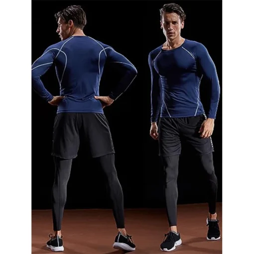 Compression Long Sleeve T-Shirt for Men with Moisture-Wicking and Muscle Support - Image 2