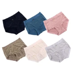 Alternative view of Japanese Lace Ice Silk Briefs with Middle Waist Design for Women