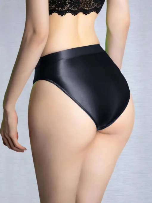 Women's Stretchy Solid Color Shorts with Transparent Shiny Finish - Image 5