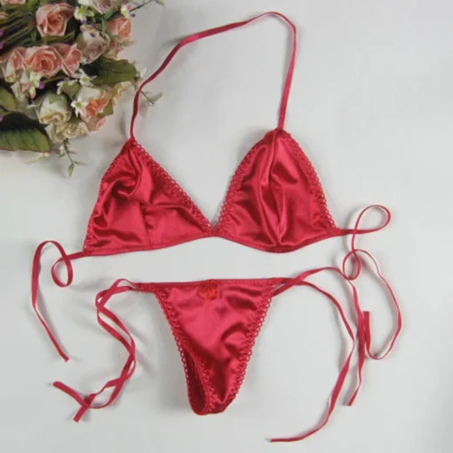 Women’s Satin Thong Underwear Set with Elastic T-back Design for Everyday Wear - Image 2