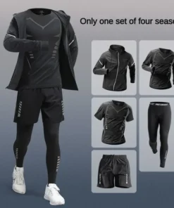 Alternative view of 3-7Pcs Men's Ice Fiber Quick-Dry Running Fitness Full Set/Suit Tracksuit For Marathon, Training Cycling，Jogging,Gym， sweatpants