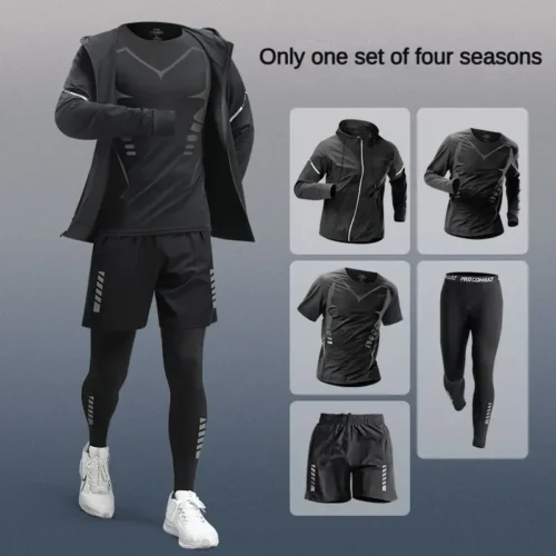 Alternative view of 3-7Pcs Men's Ice Fiber Quick-Dry Running Fitness Full Set/Suit Tracksuit For Marathon, Training Cycling，Jogging,Gym， sweatpants