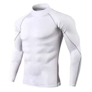 Men's Quick-Dry Long Sleeve Compression T-Shirt for Running and Fitness - White, M