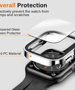 Alternative view of Premium Waterproof Case for Apple Watch Series11 10 9 8 7 6 5 4 SE 40 41 42 44 45 46mm with Electroplated PC Bumper and HD Film