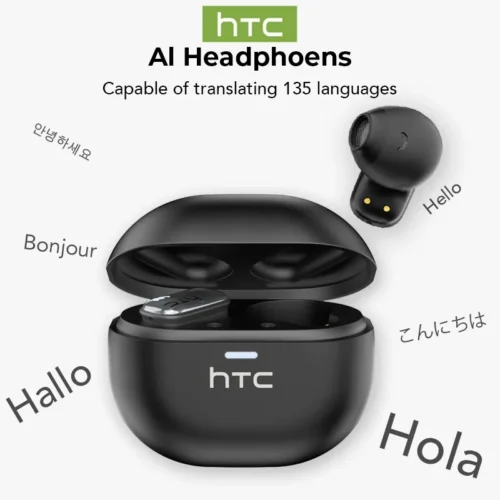 HTC NE16 Bluetooth V6 Earphones TWS in-Ear Wireless Headphones with AI Translator Long Life Noise Reduction Lightweight Earbuds
