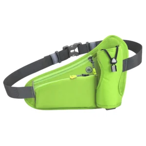 Waist Bag with Dual Water Bottle Holders for Running and Sports Activities - Green