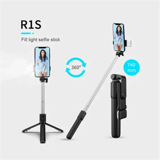 Bluetooth selfie stick with wireless remote, retractable tripod for mobile phone users - Image 3