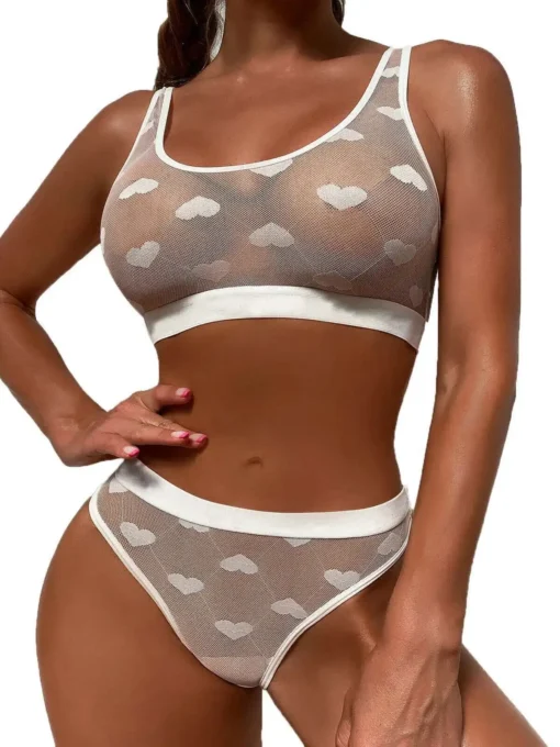 Two Piece Sheer Mesh Bralette and Panty Set with Transparent Design for Women - Image 5
