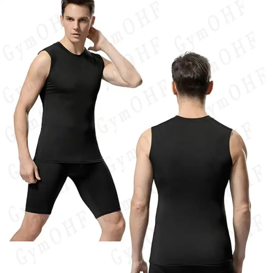 Men Quick Dry Running T-Shirts Compression Vest Sleeveless Quick-Drying Jersey Training Shirt Gym Mens Tank Top - Image 6