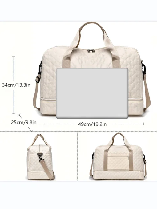 Lightweight Large Capacity Rhombic Lattice Travel Duffel Bag for Sports and Fitness - Image 3