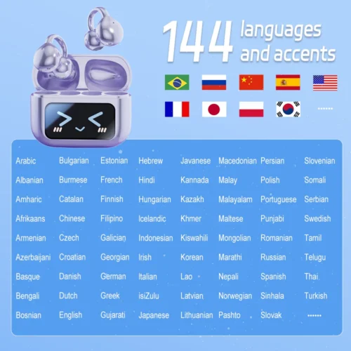 Alternative view of Touch Screen Wireless Bluetooth Earphone 144 Languages Real-Time Translation Headphones HiFi Audio Earbuds Sports Games Headset