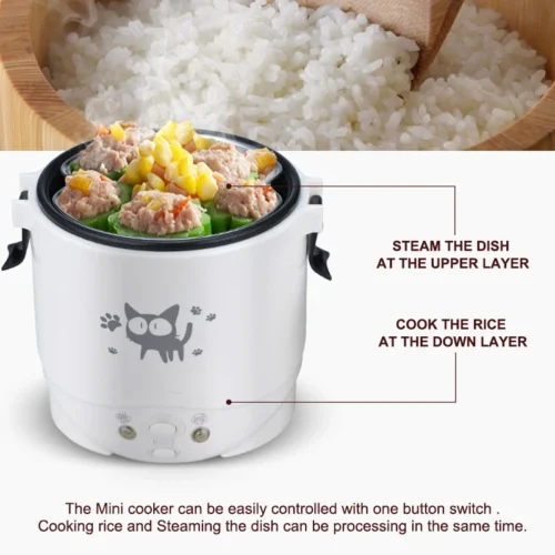 Alternative view of Car Mini Rice Cooker 12v 24V 220V Car Home Dual Use Self-driving Soup Porridge Portable Rice Cooker 24v Truck Smart Rice Cooker