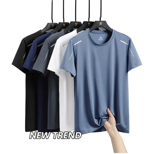 Alternative view of CHRLCK Men's Running Quick Drying T-shirts Breathable Hiking Fishing Tees Soft Elasticity Outdoor Sports Short Shirt Summer