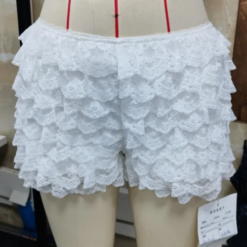 Women Y2k Lace Bloomer Shorts Ruffle Multi Layered Pumpkin Boyshorts Mesh Frilly Micro Bloomers Panties