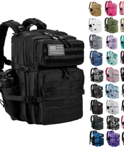 LHI 45L/35L/25L Tactical Backpack for Men and Women Waterproof Athlete Gym Outdoor Bag Travel Hiking Rucksack with Bottle Holder