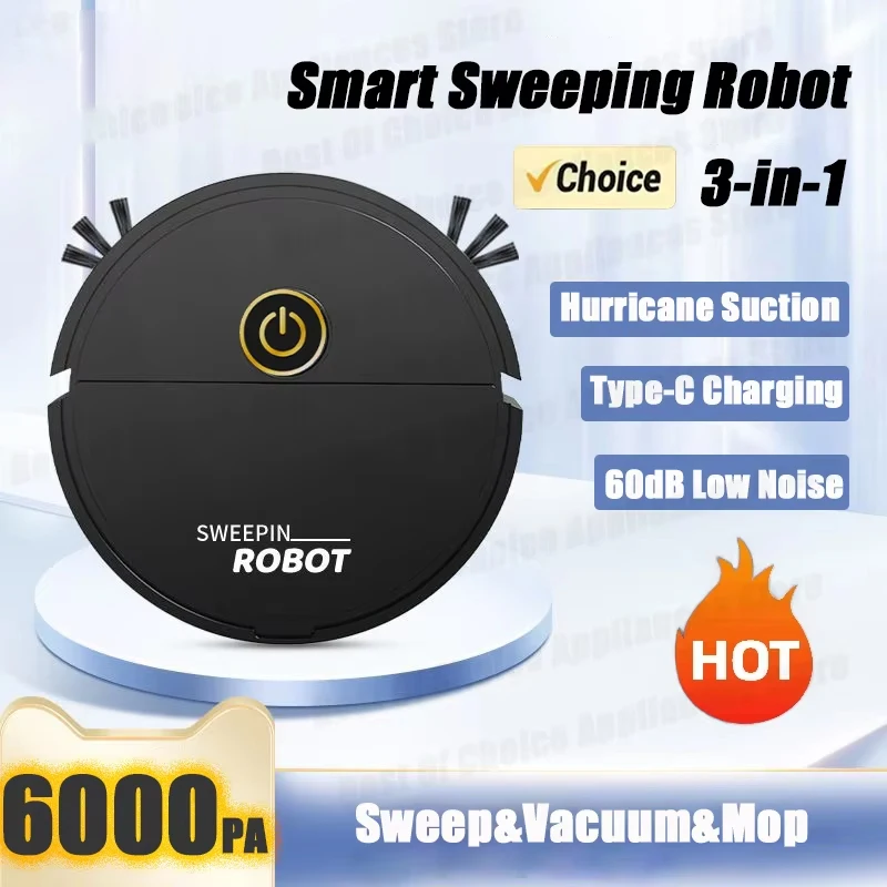 3-in-1 Automatic Sweeping Robot Sweep Vacuum Cleaner Mopping Floor USB Rechargeable Mini Cleaner Home Cleaning Machine