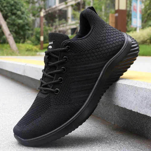 Alternative view of Men's Solid Lace-Up Casual Shoes, Lightweight Outdoor Sneakers Suitable for All-Season Training and Exercise, Lightweight, Breathable, Non-Slip, Ideal for Casual Walking Enthusiasts