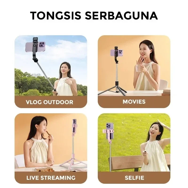 Selfie Stick with 1700mm Reach, Tripod Stand, and Bluetooth Remote for Smartphones - Image 6