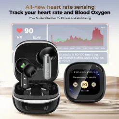Alternative view of Bluetooth Earbuds with Heart Rate Monitoring and AI Translation for Extended Use