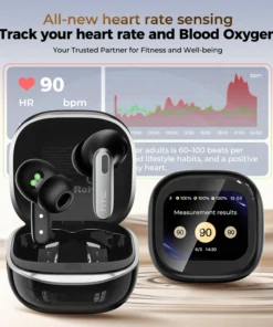 Alternative view of HTC NE46 Heart Rate Monitoring Wireless Headphones AI Translator Bluetooth Earbuds 10hrs Long Battery Life Bluetooth Earphones
